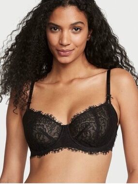 NWT Victoria’s Secret Dream Angels push up without padding lace bra black 38DDD